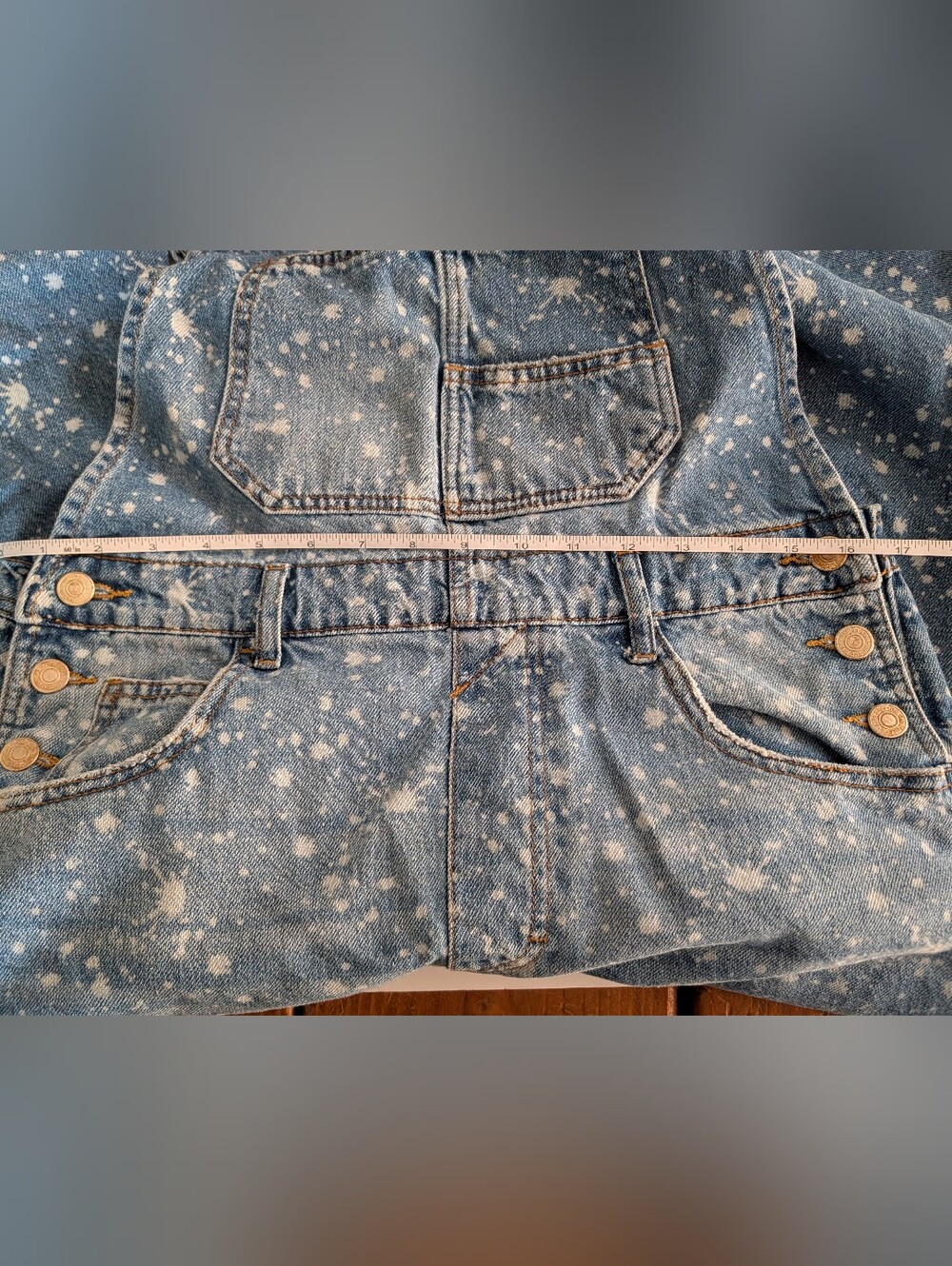 Free People Ziggy Denim Overalls With Bleach Splatter Medium - Picture 11 of 11
